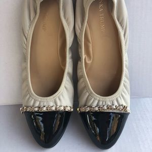 Ivanka Trump Flat Pumps Beige Black Size 9.5 M